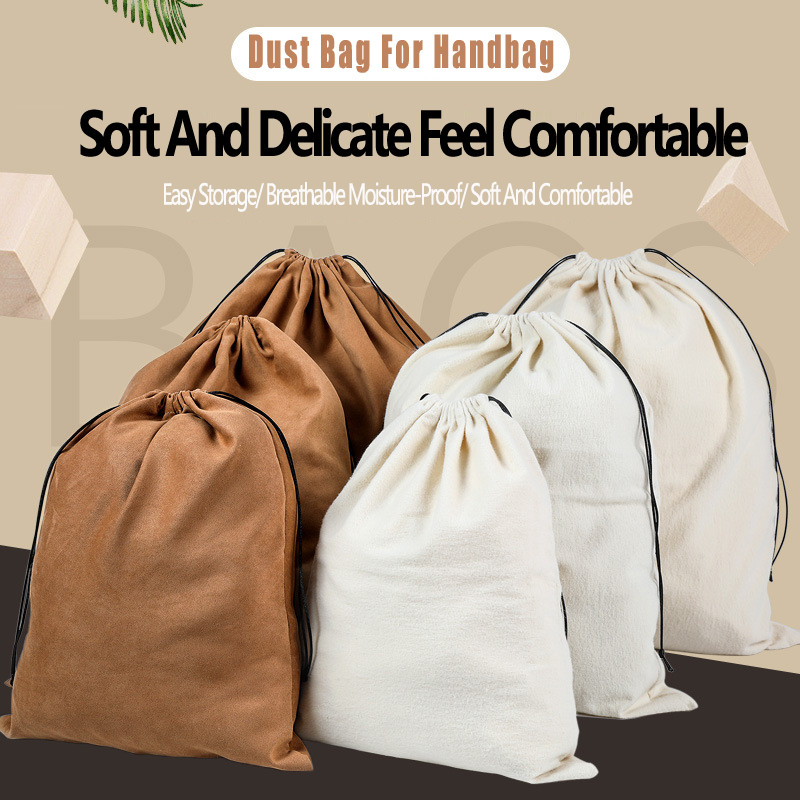 Micro Suede Drawstring Packaging Large Bag Stripe Reusable Custom Fabric Shoe Bag Storage Purse Dust