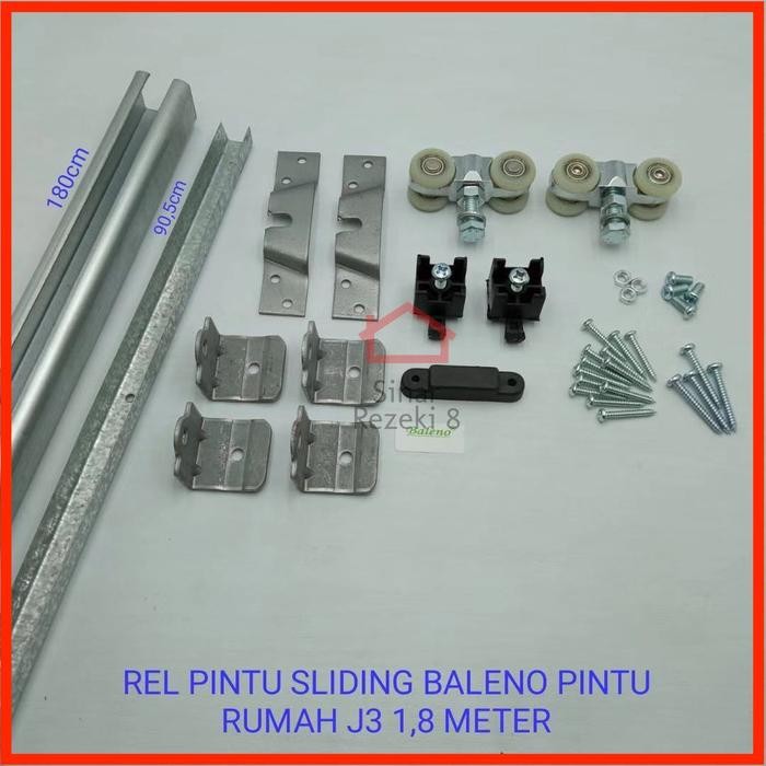 SET REL DAN RODA PINTU RUMAH GESER SLIDING J3 TEBAL 1,8 METER STOPPER