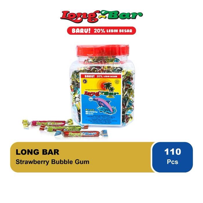 

MARI MILIKI- GROSIR - PERMEN KARET LONG BAR STRAWBERRY BUBBLE GUM 110 PCS BY JADOEL_SNACK