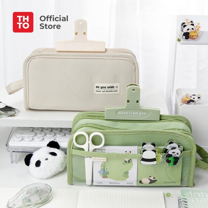 

ORIGINAL THTO Tas Tempat Pensil Case Pouch Anak Sekolah Transparan Kapasitas Besar Stationery A078