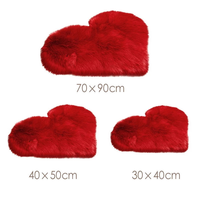 

Furry Solid Color Heart Rug Bedroom Bedside Floor Cushion Living Room Coffee Table Mat Fashion Home Decor Anti-Slip Carpets