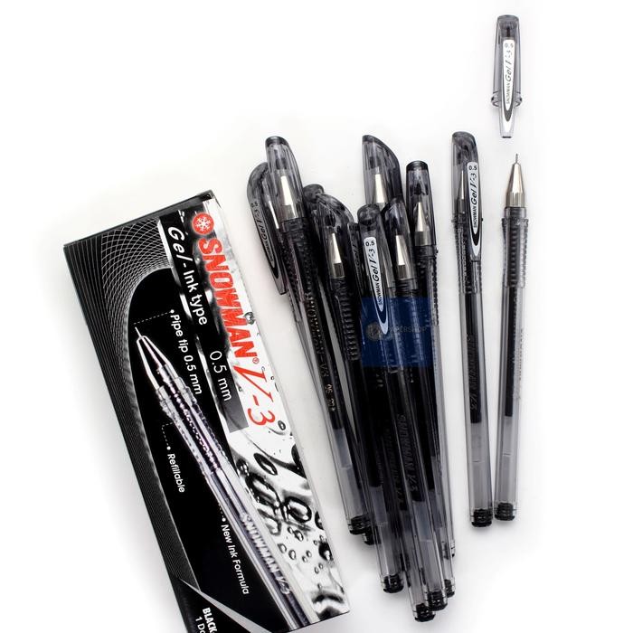 

SNOWMAN - Pulpen V3 gel 0.5mm Bolpoint Hitam - Biru - Merah - Lusin