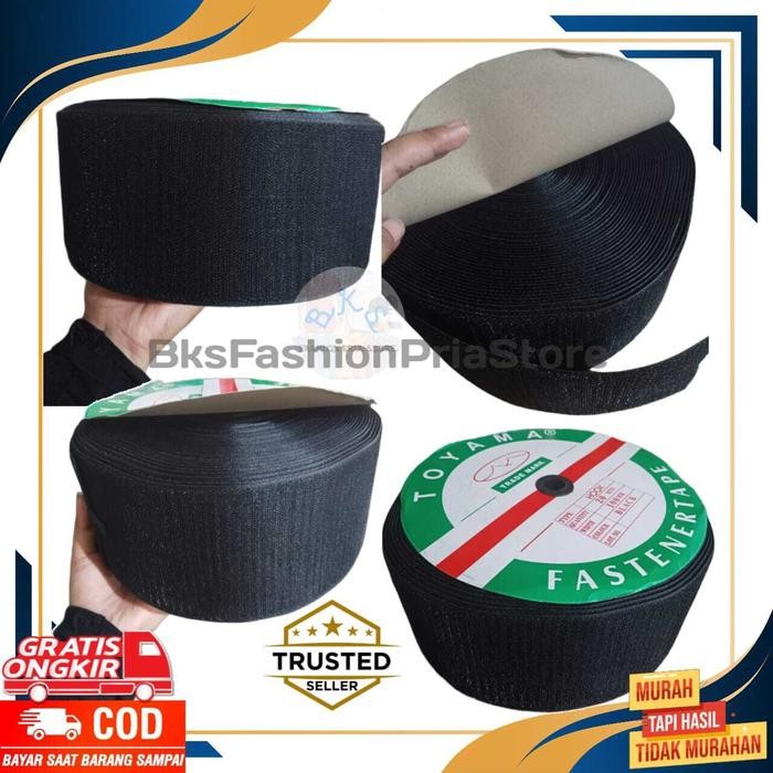 PROMO Velcro Perekat Warna Hitam lebar 10cm Kasar, Halus 1 Roll