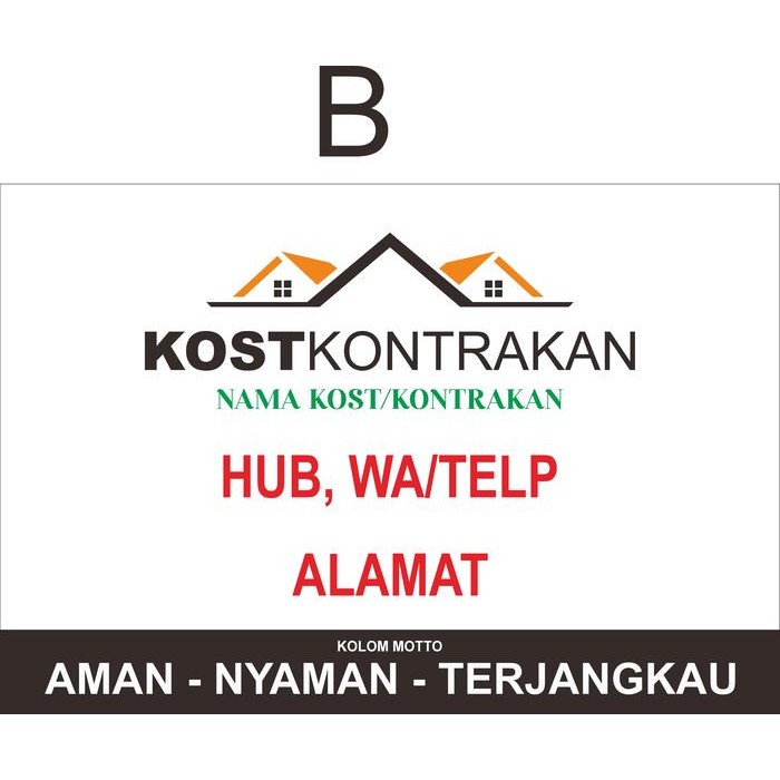 

papan nama kost, kontrakan / plang nama cetak Mirror