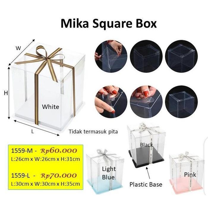 Mika square box - box mika kotak - kotakk kado - kotak bunga 1559