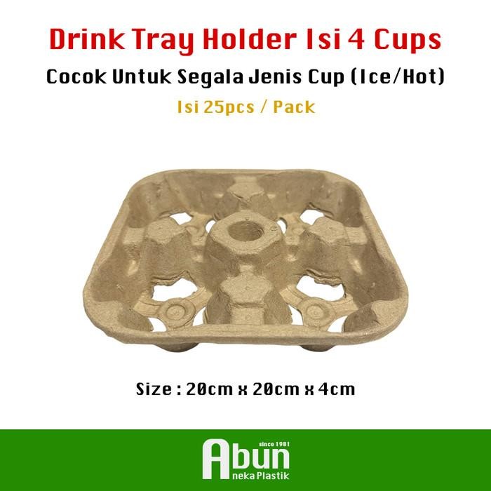 

(Expert) Drink Holder Paper Tray 4 Cups Isi 25pcs