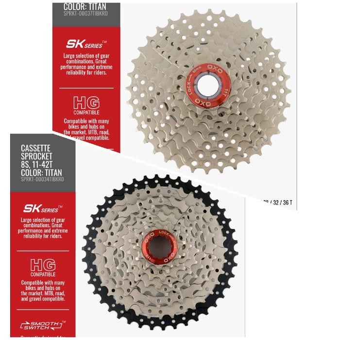 SPROCKET CASSETTE SLOP / GEAR BELAKANG SEPEDA OXO 8SP 8 SPEED 11-36T / 11-42T
