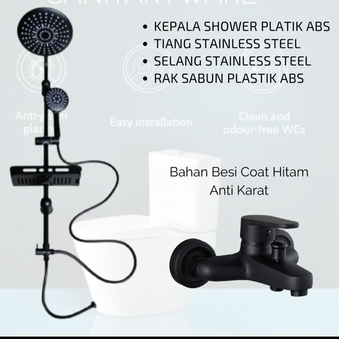 Terpopuler Shower Column Set Mixer Black /Shower Tiang Hitam Stainles Model Toto