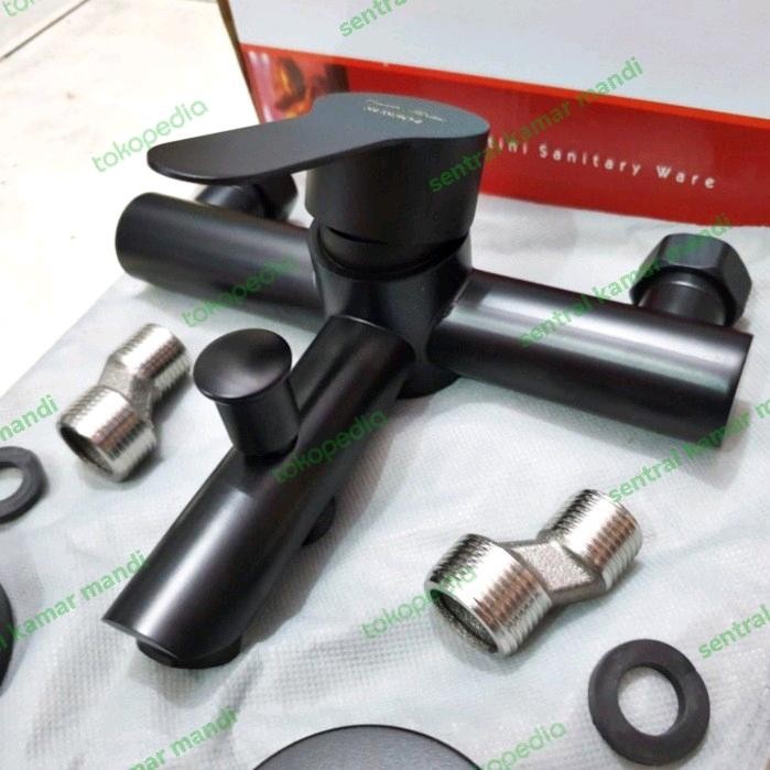 Sale Shower Panas Dingin Shower Tiang Hitam Kran Bathub Carlo Black Shower