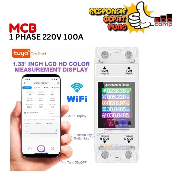 Smart life Tuya Din Rail MCB 3 Phase 1 Phase ELCB remote Control kWh Meter Watt Meter Digital WiFi