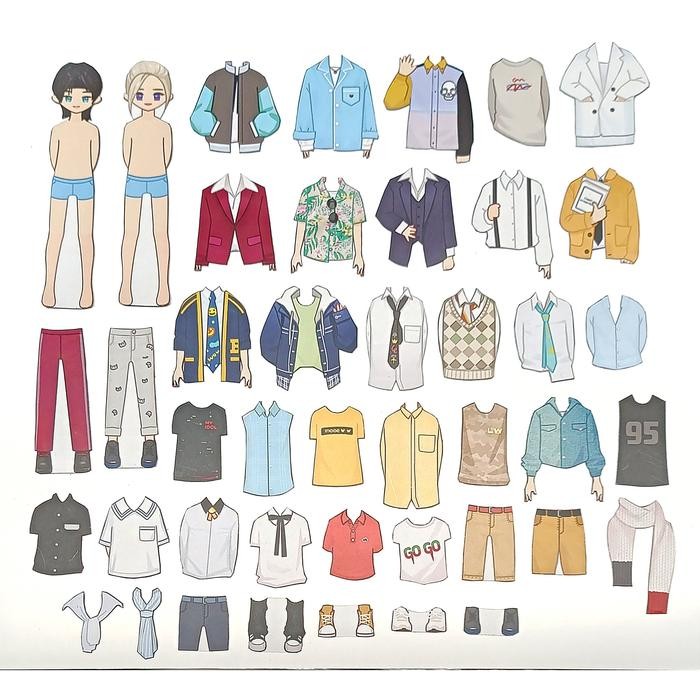 BONGKAR PASANG BAJU KERTAS MAGNET DRESS UP DOLL BUSY PAGE BOY KODE 346