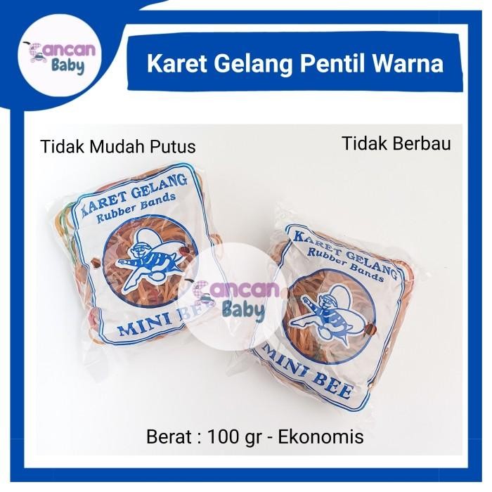 (Expert) Karet Gelang Pentil Warna Mini Bee 100g Ikat Rambut Pengikat Bungkusan