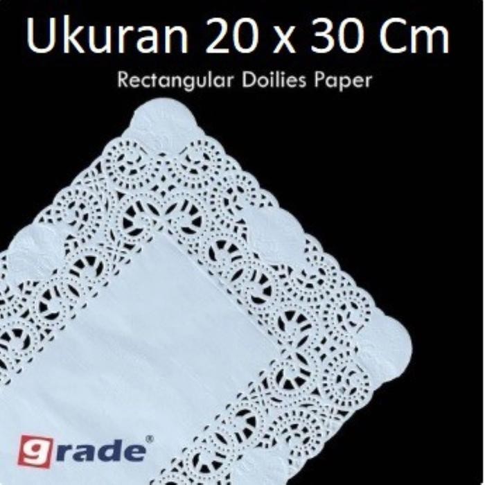 20x30 Cm Doilies Paper Persegi Kertas Renda Tatakan Alas Hiasan Kue Gelas Piring