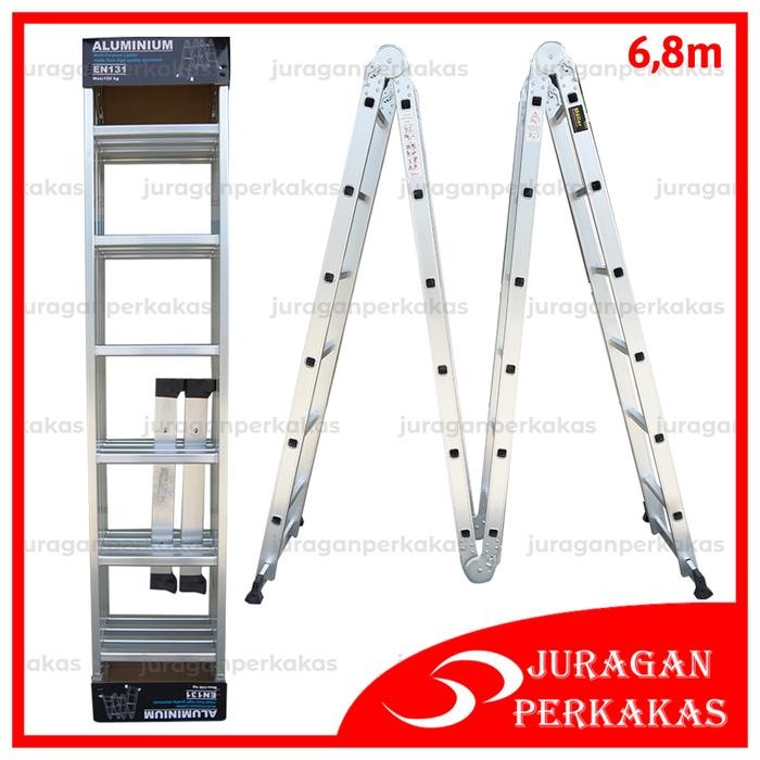 

Terlaris Tangga Lipat A 6.8 Meter Multifungsi Aluminium Double Ladder 4 X 6