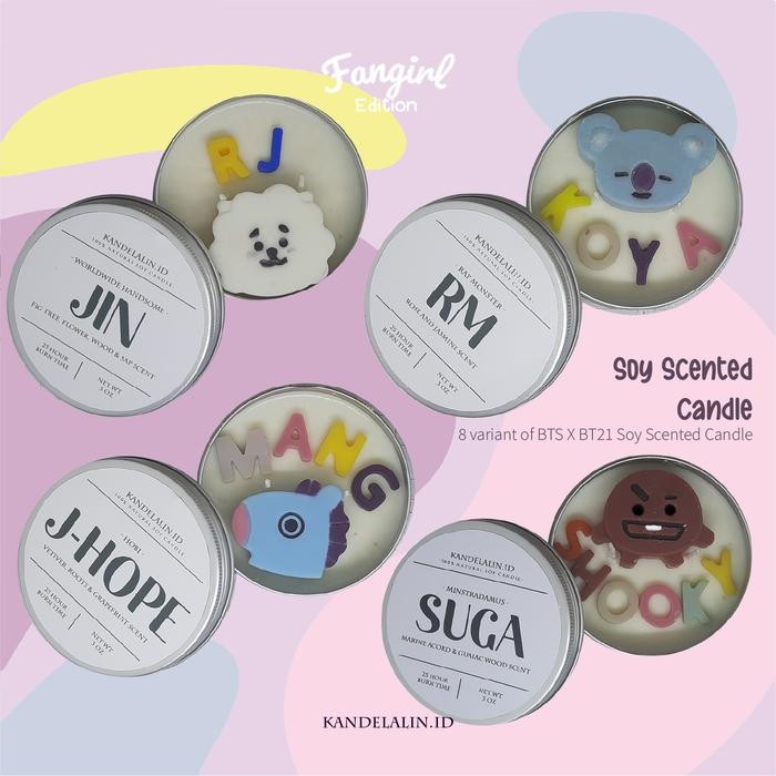 bts bt21 scented candle soy wax lilin aromaterapi kode 437