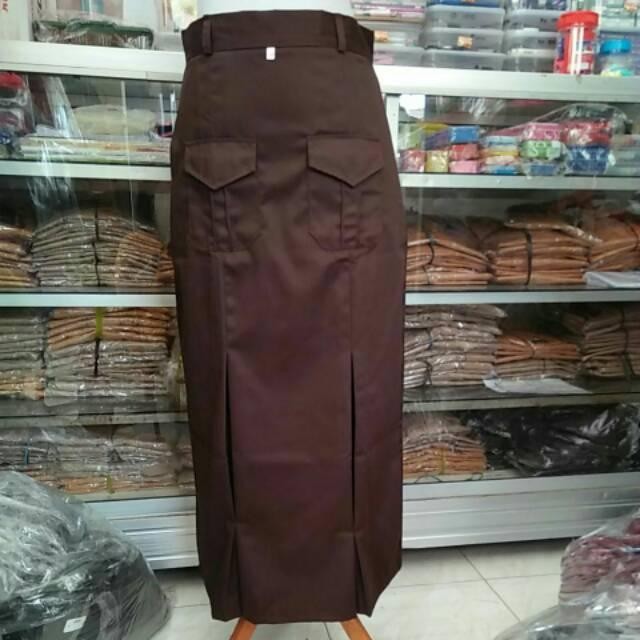 (Expert) Rok span Pramuka SMP belah 2 kantong depan ROK SPAN COKLAT ROK PRAMUKA