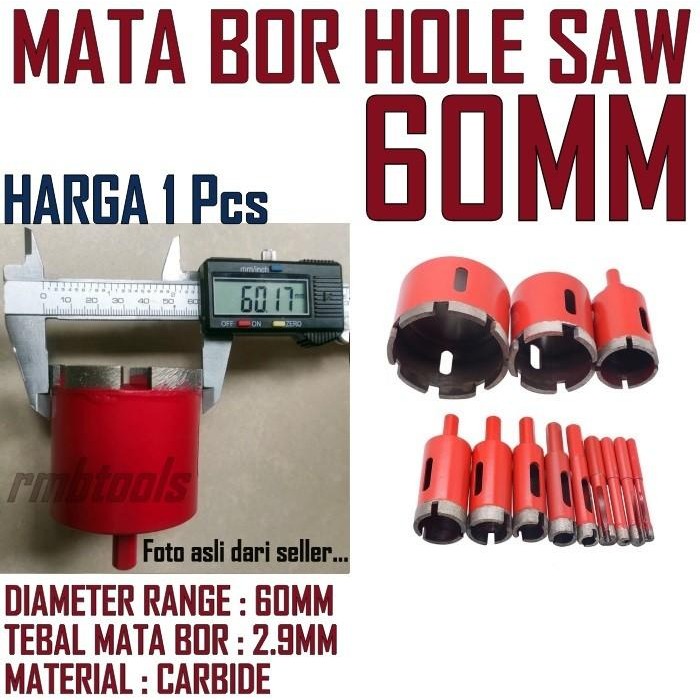 Promo Holesaw 60Mm / Mata Bor Hole Saw Marbel Keramik / Carbide Diamond