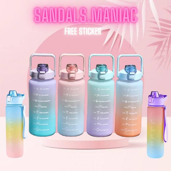 Botol Minum Botol Air Minum Motivasi 2 Liter Gradasi Gradient Rainbow