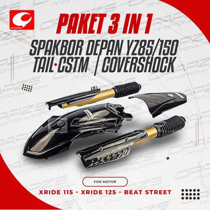 PREMIUM Paket 3 in 1 pnp x-ride beat street spakbor depan yz85 tail cstm cover