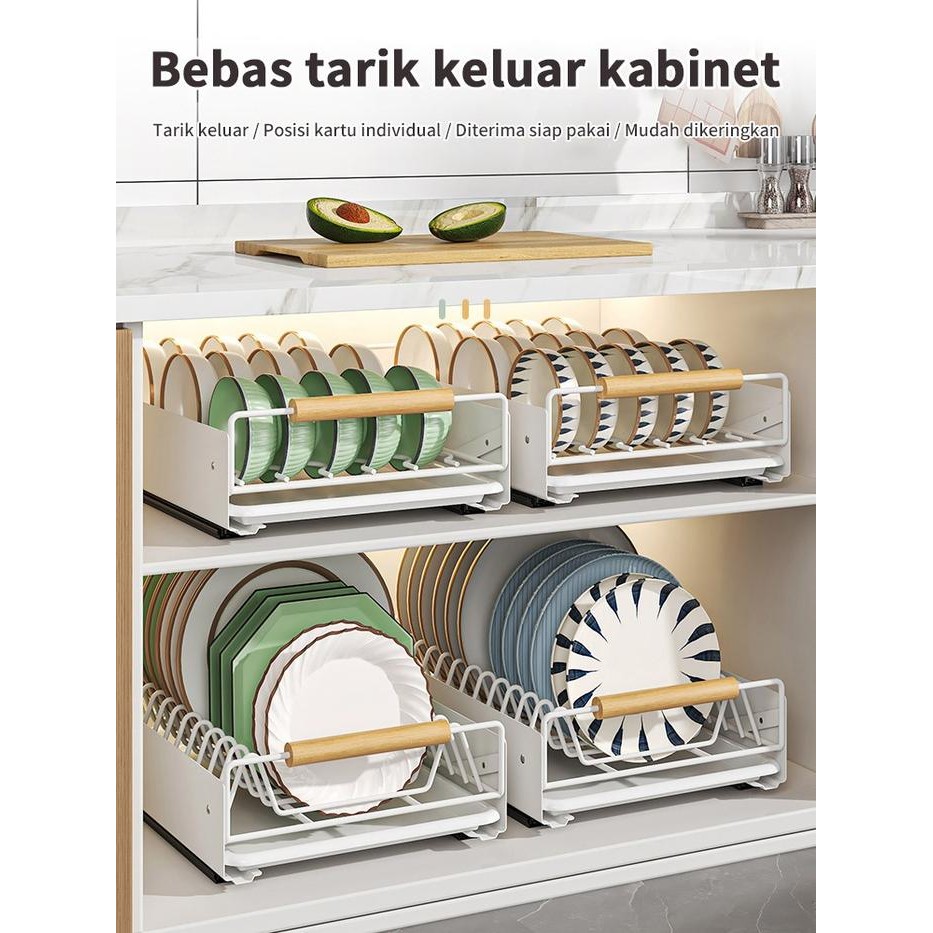 PREMIUM Rak Piring Pengering Piring Lemari Dapur Tarik Keluar Rak Piring Penyelenggara Rak