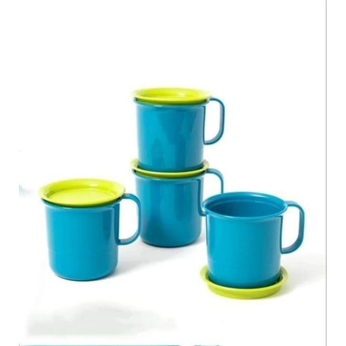 TERBARU Gelas Tupperware familia mug set 4pcs preludio mug dg tutup