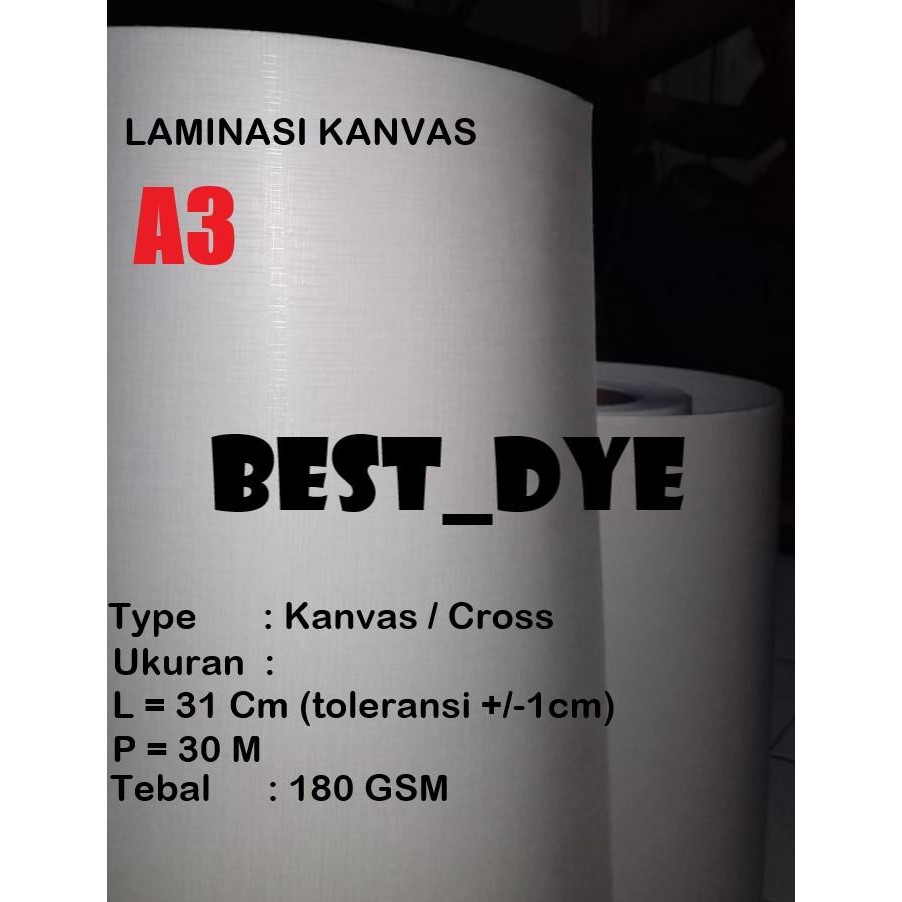 

TERBARU! Laminasi Dingin KANVAS 180 Gr, A3= 31Cm x 30M, Roll