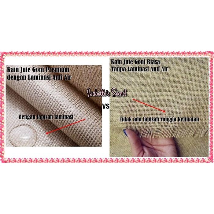 

KAIN NATURAL JUTE LAMINATED / GONI LAMINASI ANTIAIR LEBAR 150CM 400GSM