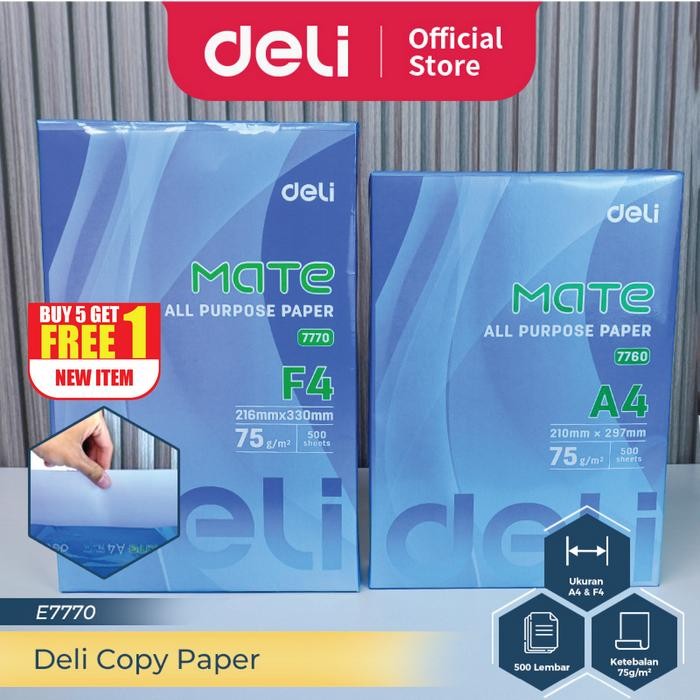 

Deli Kertas Hvs / Copy Paper 500 Lembar A4 F4 E7770