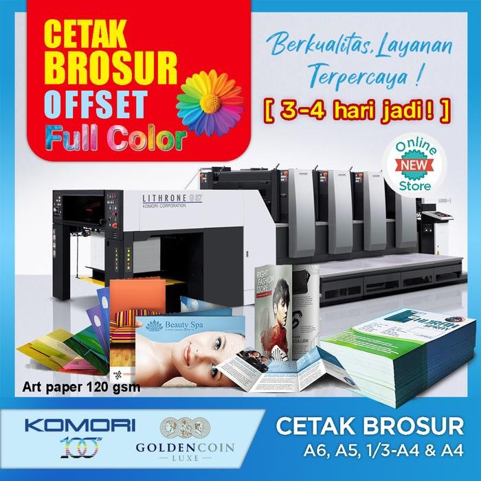 

Ready SPK Cetak Brosur MURAH FULL COLOR Uk A4 / A5 / 1/3-A4 / A6 PAKET CETAK 1 atau 2 sisi ( 3-4