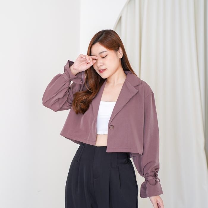 Severli Maru Blazer Crop Blazer Atasan Lengan Panjang Wanita Blazer Casual Wanita Baju Atasan Wanita