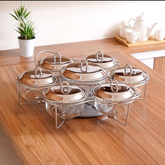 FOOD WARMER SABINEX Penghangat Makanan Dengan Dasar Putar Set 7 Pcs Kode 1207
