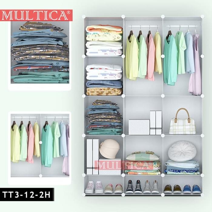 Multica Rak Baju Pakaian Lemari Plastik Portable Besi Kuat 1-4 Mix