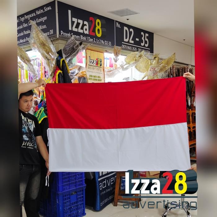 

Terlaris bendera merah putih bendera Indonesia bahan katun sanwos UK 100x150 cm SALE