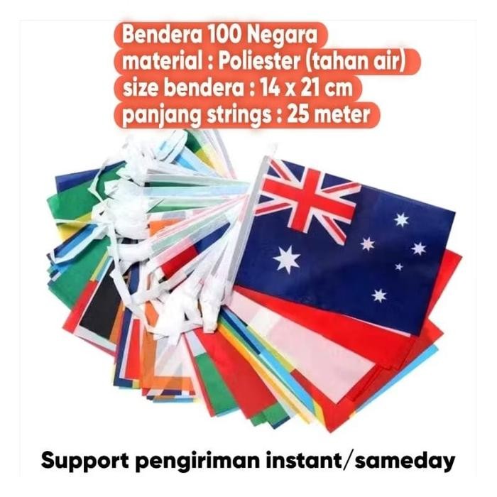 

Terlaris 25 meter bendera 100 negara 100pcs Country Flag/Bendera Negara Dunia Renceng/Dekorasi Untuk
