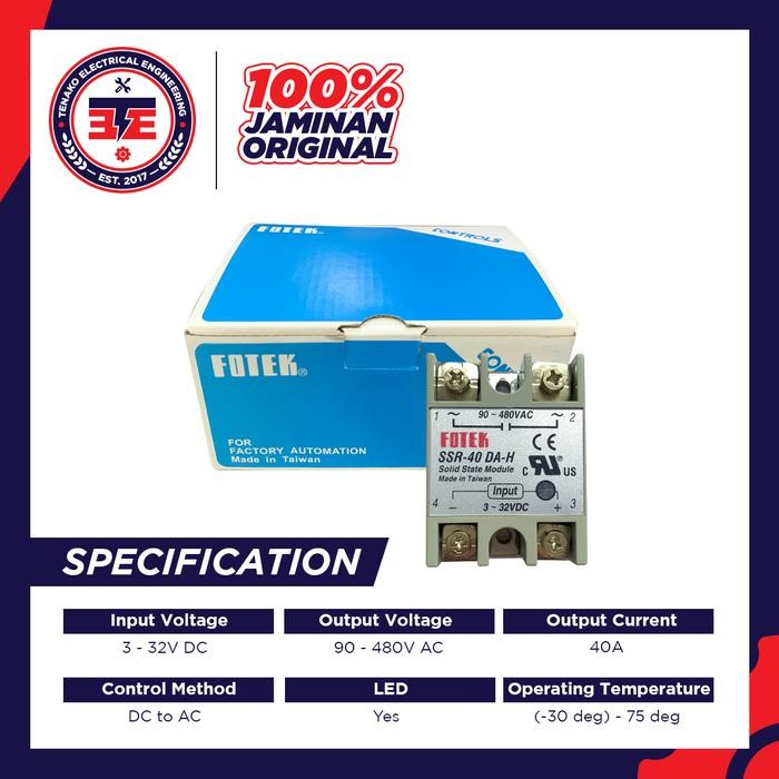 Fotek SSR-40DA-H / SSR 40DAH Solid State Relay Fotek 40 Amper