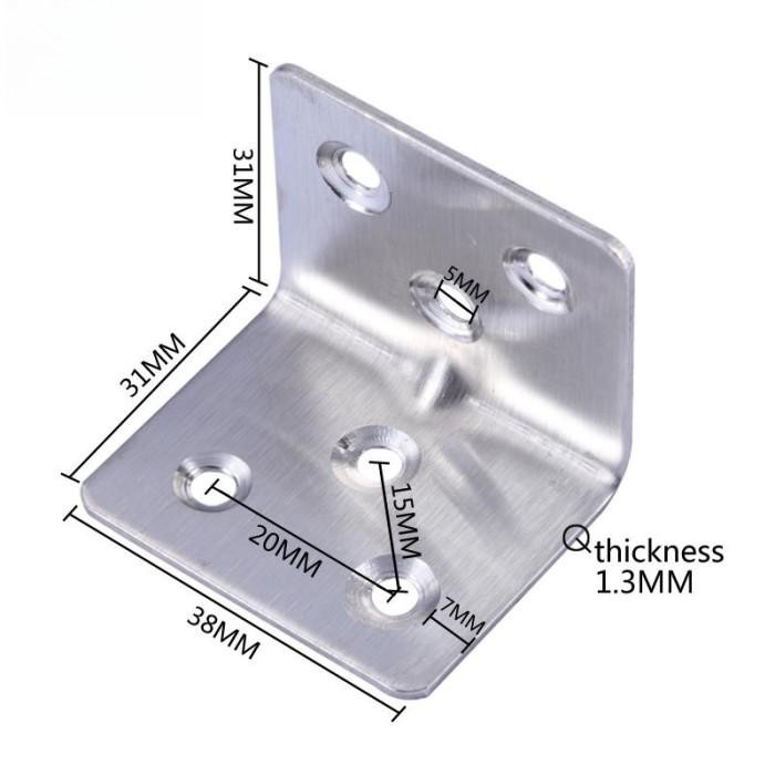 Promo 100Pcs Bracket Siku Ambalan L Stainless Plat Siku L/Plat Siku Ambalan L/Siku L Penahan Ambalan