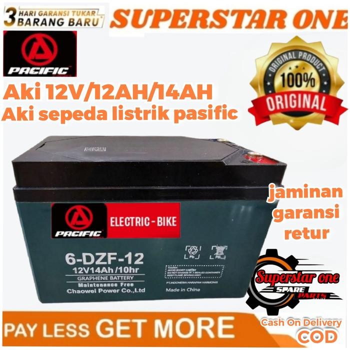 Aki PASIFIC 12V12AH/14AH/AKI SEPEDA LISTRIK ORIGINAL