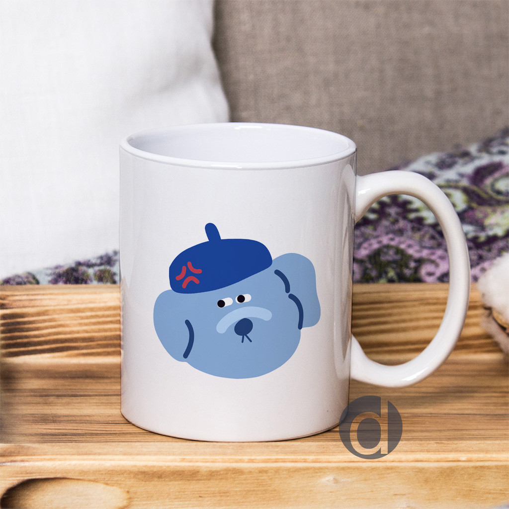 Mug Karakter Lucu Gambar Hewan Dog Biru V6