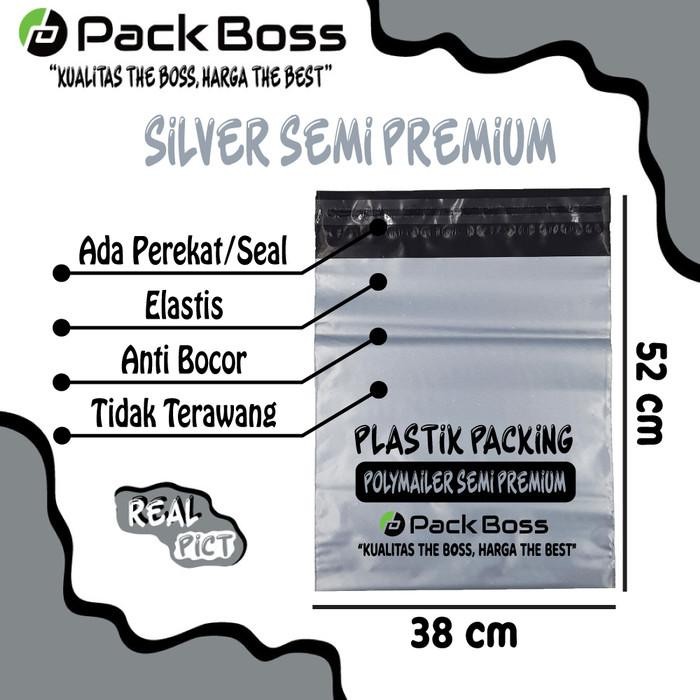

38X52 SILVER SEMI PREMIUM POLYMAILER PACKAGING ONLINE ADA PEREKAT KODE 1400