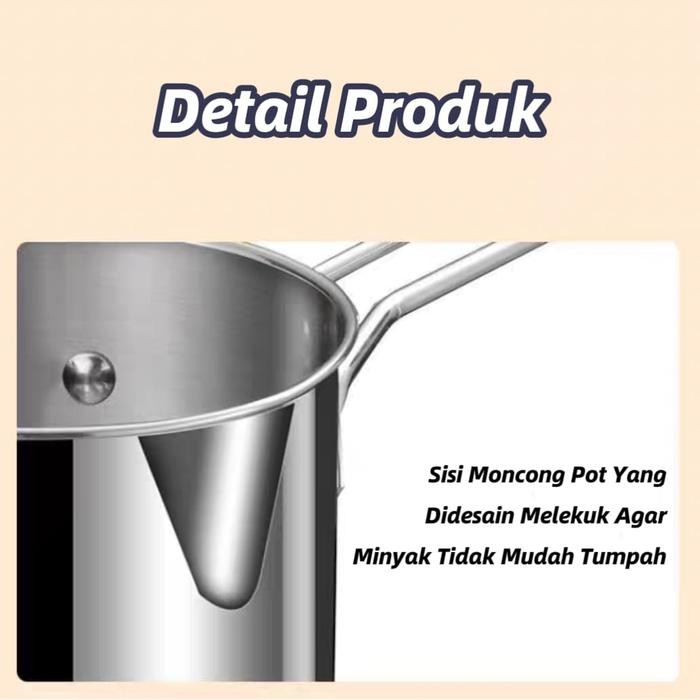 304 Stainless Steel Deep Frying Pot-Tempuran Friyer Pan Gratisongkir