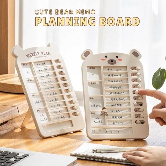 

NEW! CUTE BEAR AESTETHIC MEMO PLANNING BOARD/PAPAN JADWAL BELAJAR ESTETIK