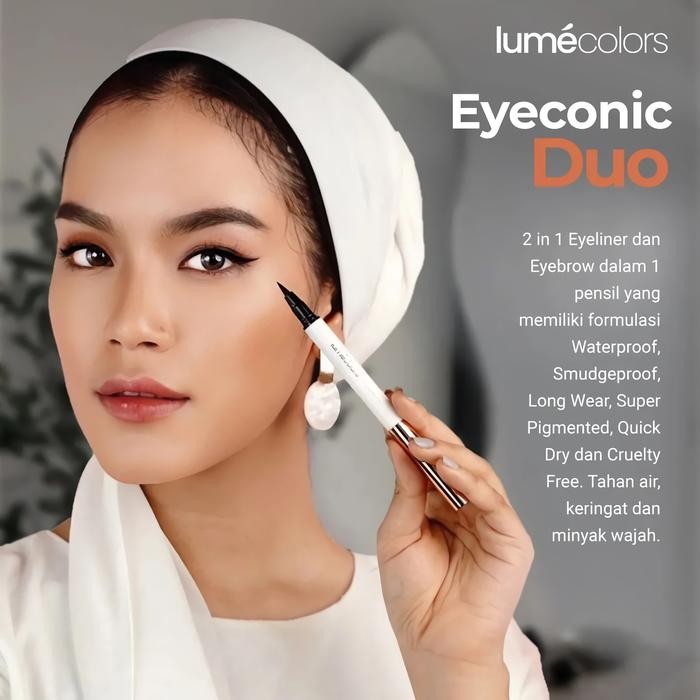 

Lumecolors Eyeconic Duo Pensil Alis Dan Eyeliner Set 2In1 Stik Tahan Lama Noda Waterproof Pencil