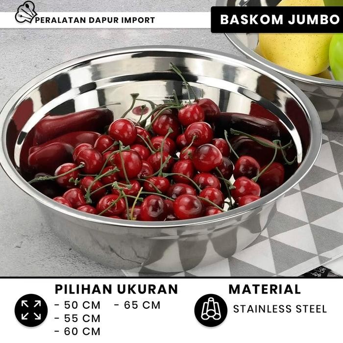 Baskom Mangkok Stainless Steel Ukuran Besar Multifungsi -Gratisongkir