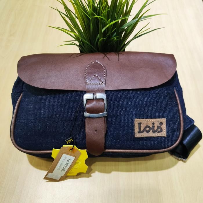 tas lois pria orinal Hitam Selempang Polos Cowok Slingbag masih ready
