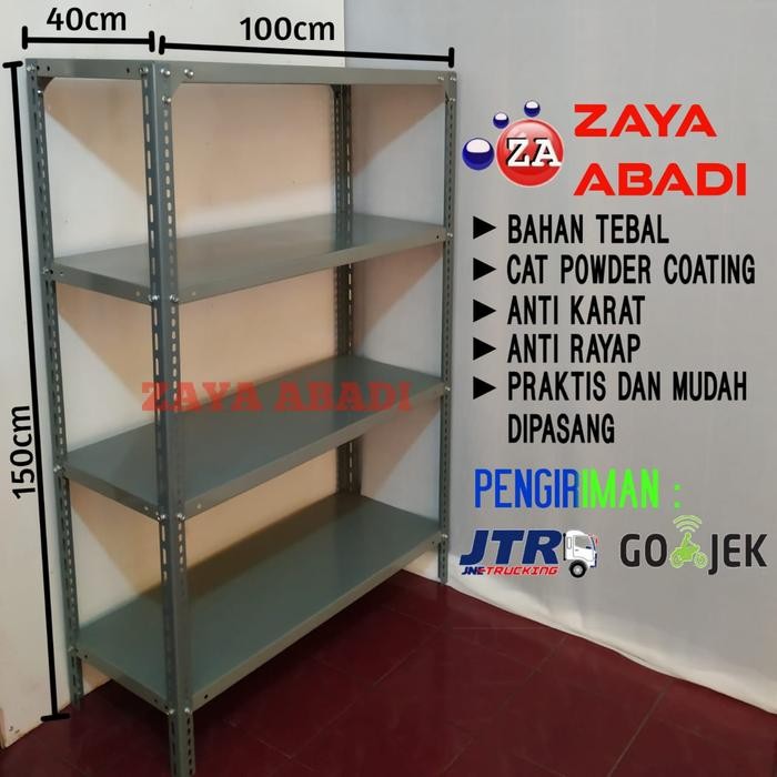 Rak Besi Siku Gudang Serbaguna 4 Susun Ambalan 100x40x150cm