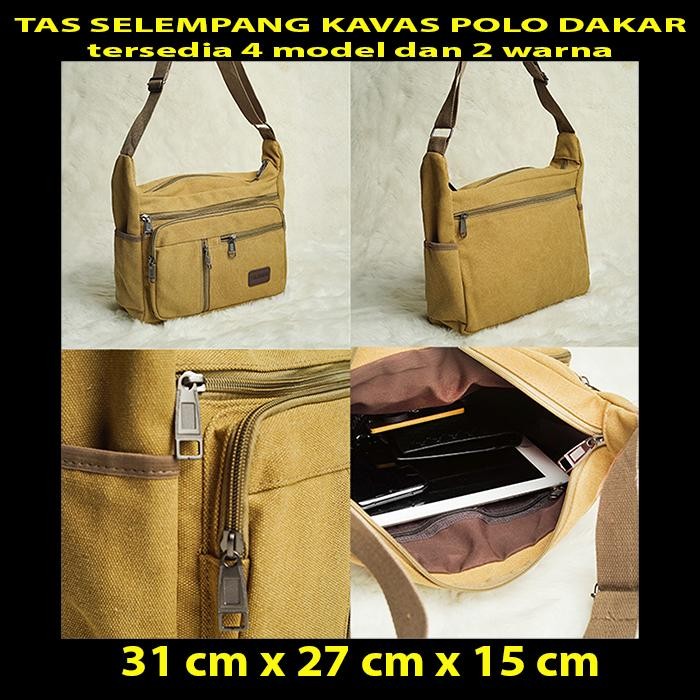 Tas selempang polo dakar kanvas messenger bag