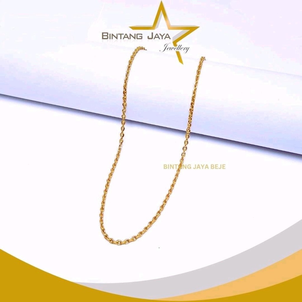 Kalung Emas Asli LM99 Segi Kait S - Kadar (LM99) - Berat 6,02gr - Panjang 42cm - Motif Geometris Chi