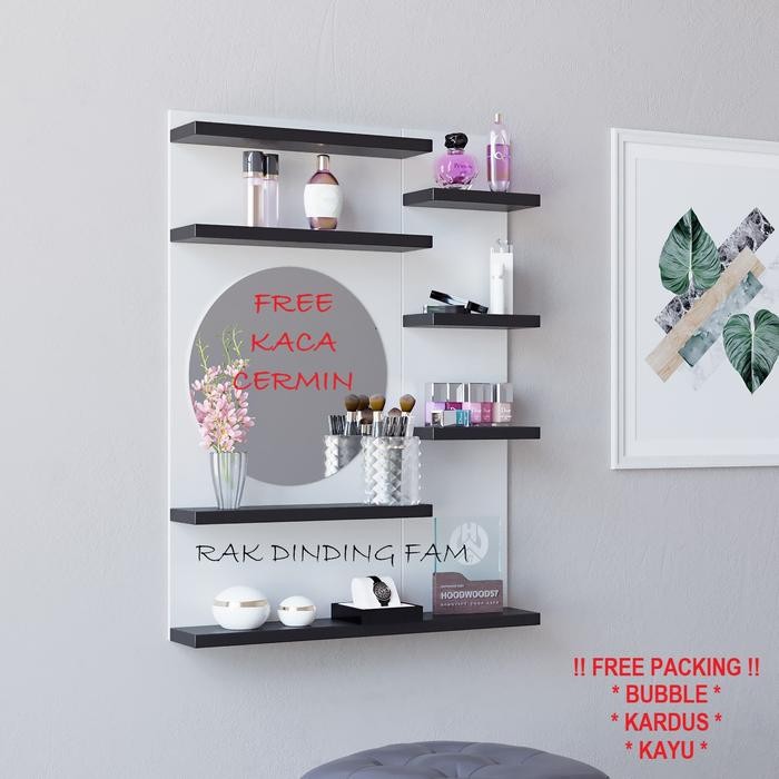 RAK KOSMETIK RAK MAKEUP GANTUNG MEJA RIAS MINIMALIS 033 ( KACA CERMIN )
