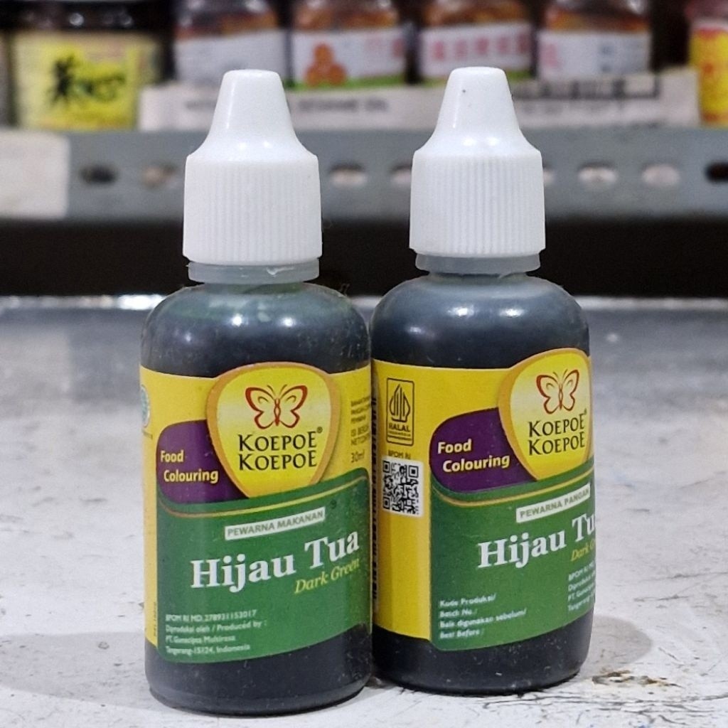 

Koepoe Koepoe Pewarna Makanan HIJAU Tua 30 ml / Pewarna Hijau Muda Tua / Koepoe Koepoe Green Food Coloring / Pewarna Hijau Masakan 30ml