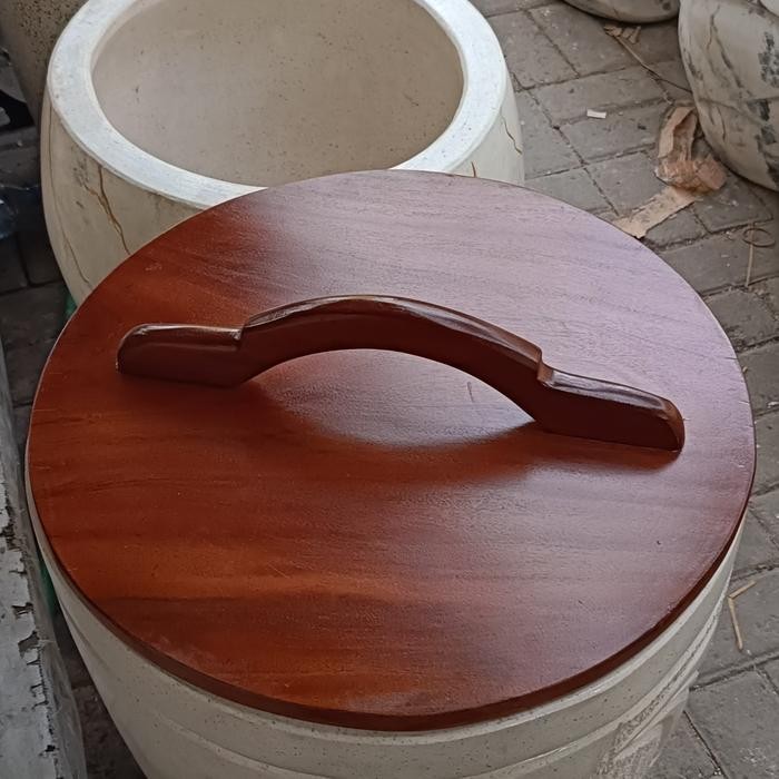 tutup gentong kayu bak mandi teraso Diameter 35,45,55cm plitur/mentah/jati/bukan jati belanda